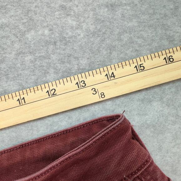 American Eagle Mom Jeans Women's 4 Long Maroon Stretch Skinny Slim Fit Mid Rise - Picture 7 of 10